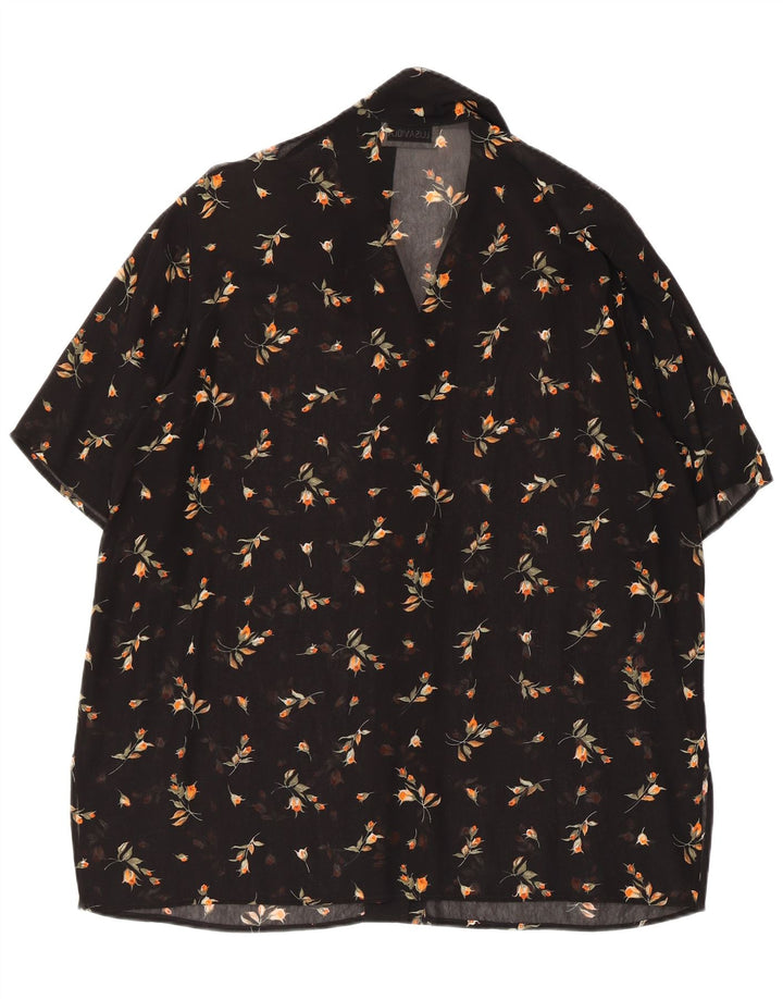 LUISA VIOLA Damska prześwitująca bluzka koszulowa UK 20 2XL Czarna w kwiaty