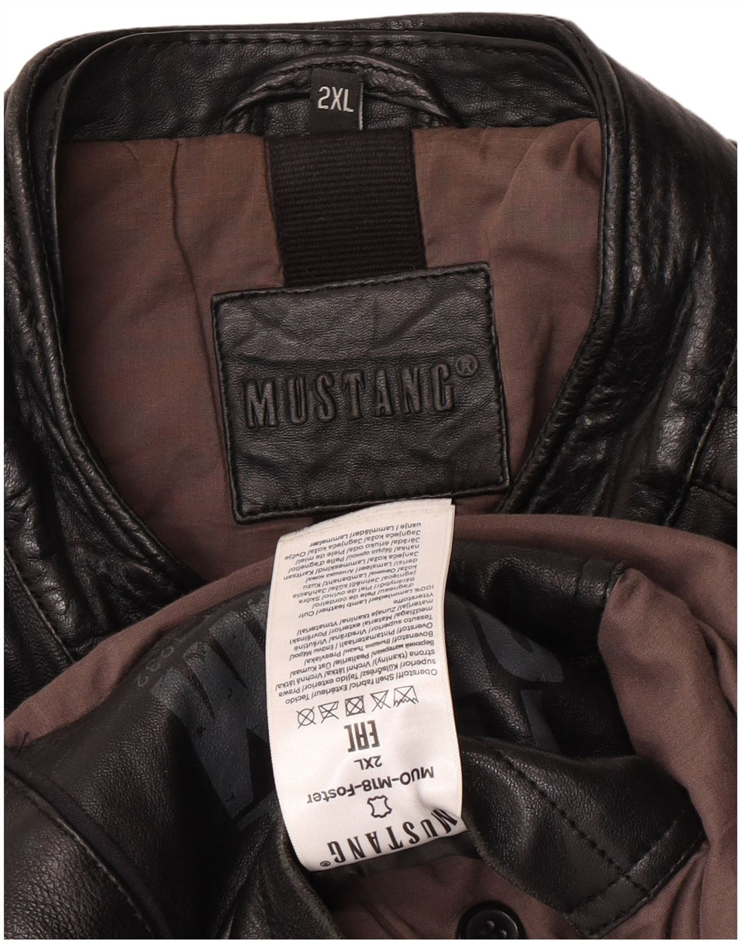 Męska skórzana kurtka wyścigowa Mustang UK 44 2XL Czarna skóra