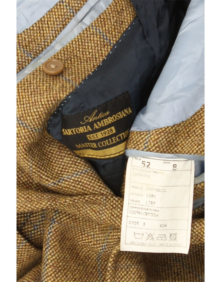 Vintage męska marynarka zapinana na 3 guziki IT 52 XL wełniana beżowa kratka