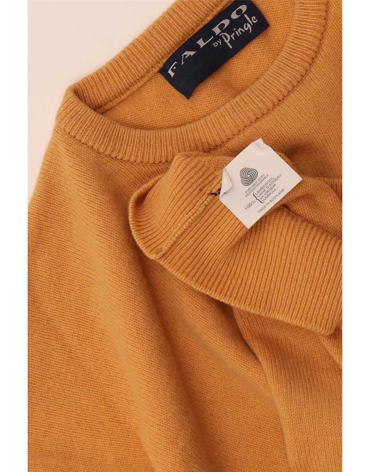 Męski sweter z okrągłym dekoltem Pringle XL, żółta owcza wełna