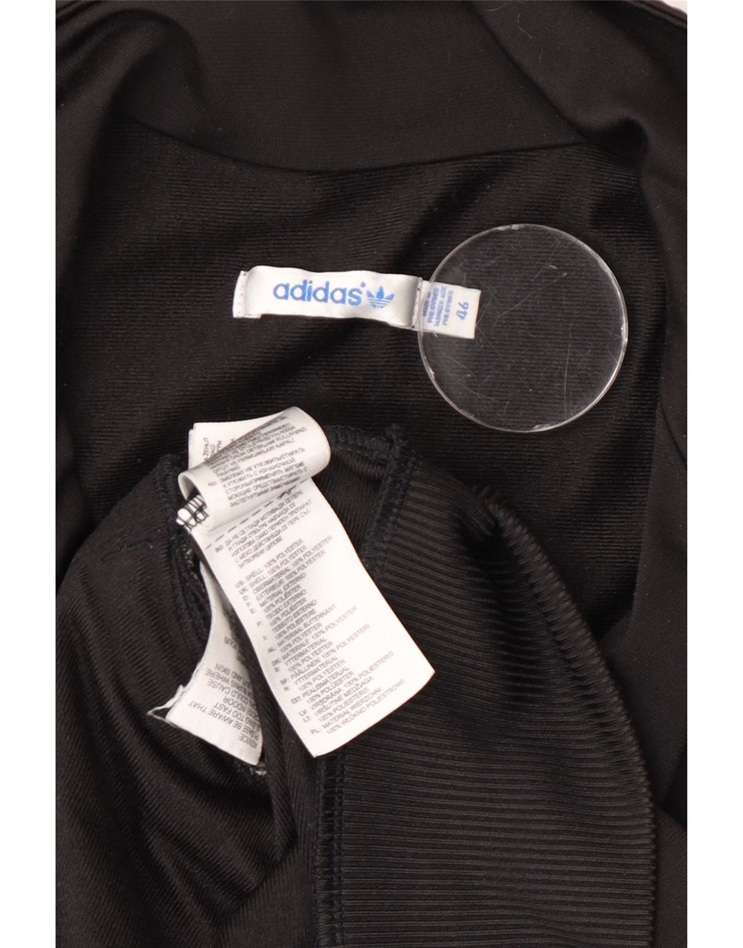 Damska kurtka dresowa Adidas Graphic EU 46, duża, czarna, poliestrowa