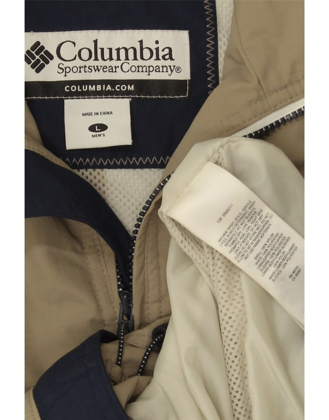 Męska kurtka przeciwdeszczowa Columbia UK 40, duża nylonowa khaki