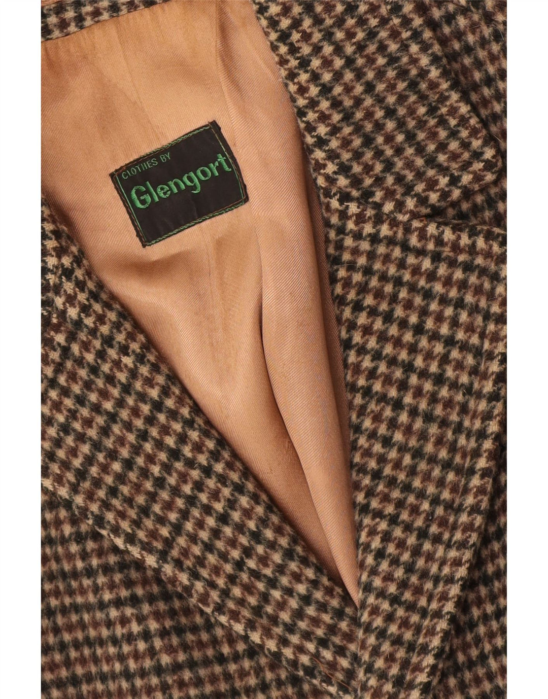 Płaszcz męski vintage UK 36 Small Brown w pepitkę