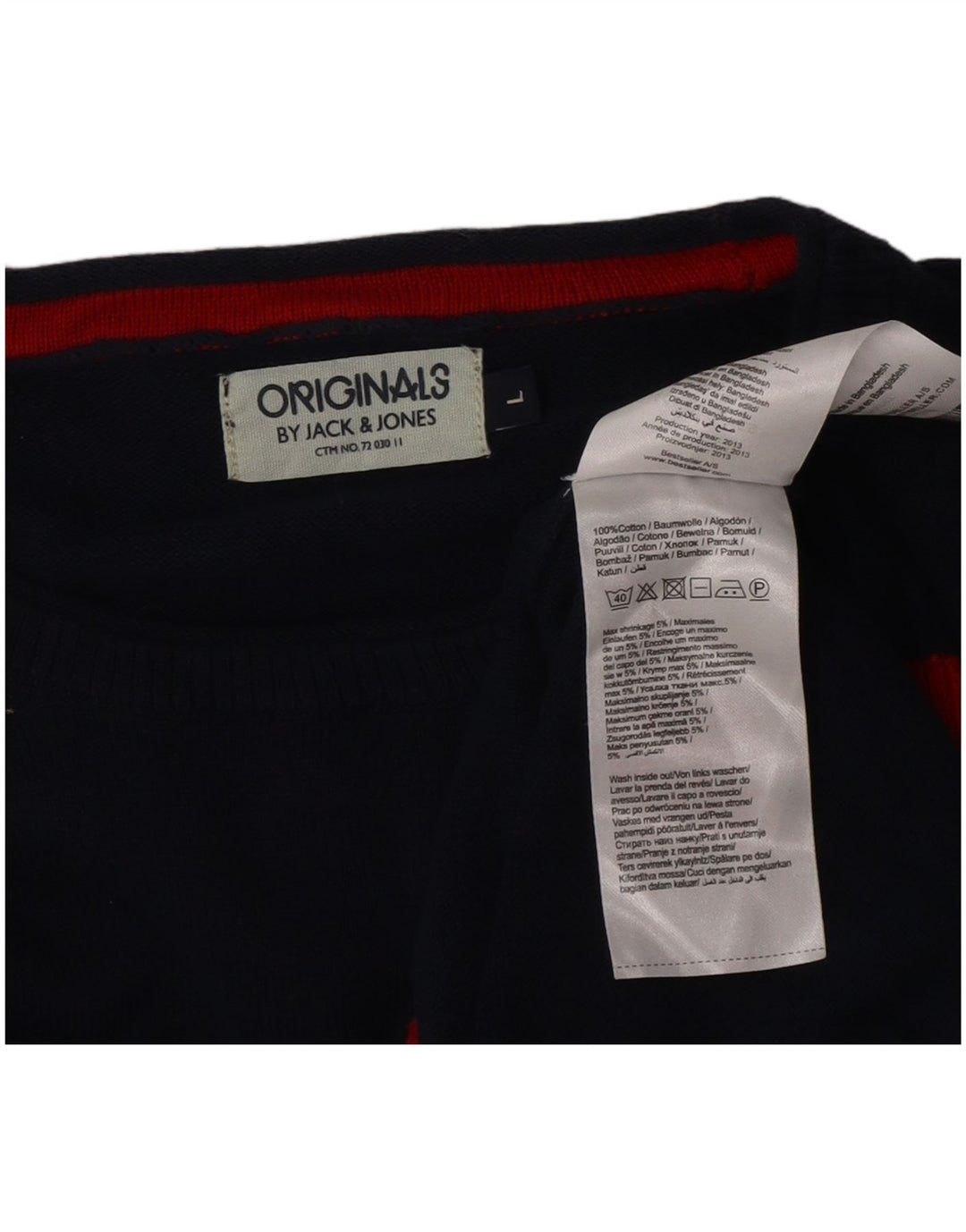 Męski sweter Jack & Jones z okrągłym dekoltem, duży, granatowy, z blokami kolorów