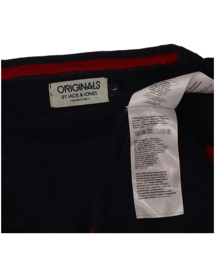 Męski sweter Jack & Jones z okrągłym dekoltem, duży, granatowy, z blokami kolorów