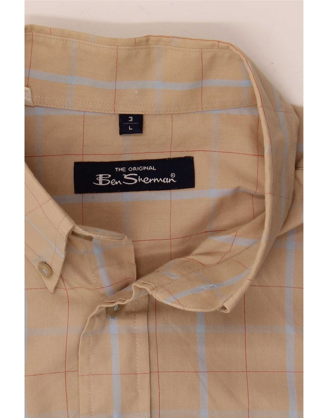 Męska koszula z krótkim rękawem Ben Sherman w dużą beżową kratkę