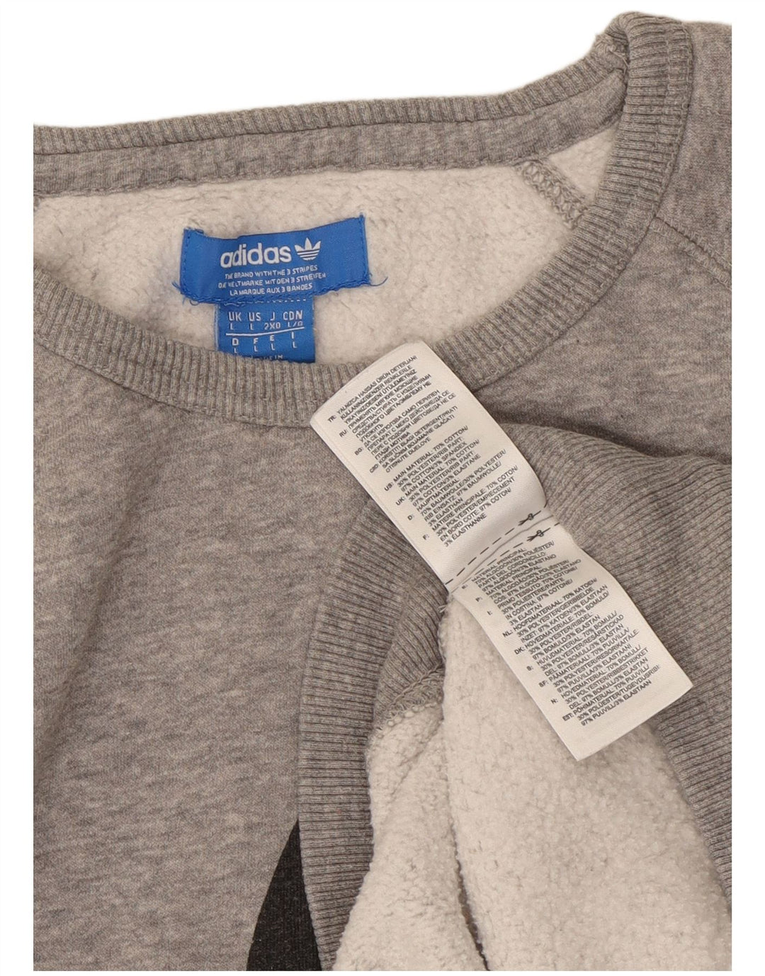 Męska bluza z grafiką ADIDAS, duża, szara, nakrapiana bawełna