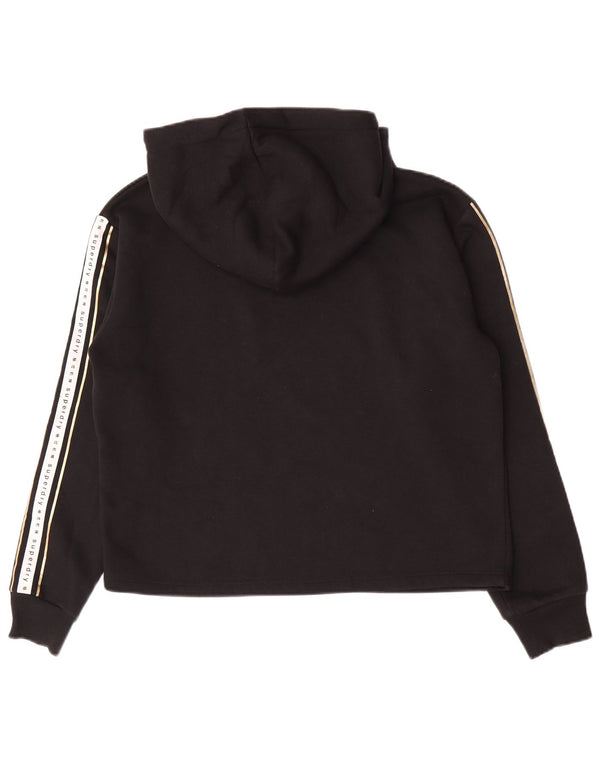 Damski sweter z kapturem Superdry Graphic UK 14, duża, czarna, bawełniana z blokami kolorów