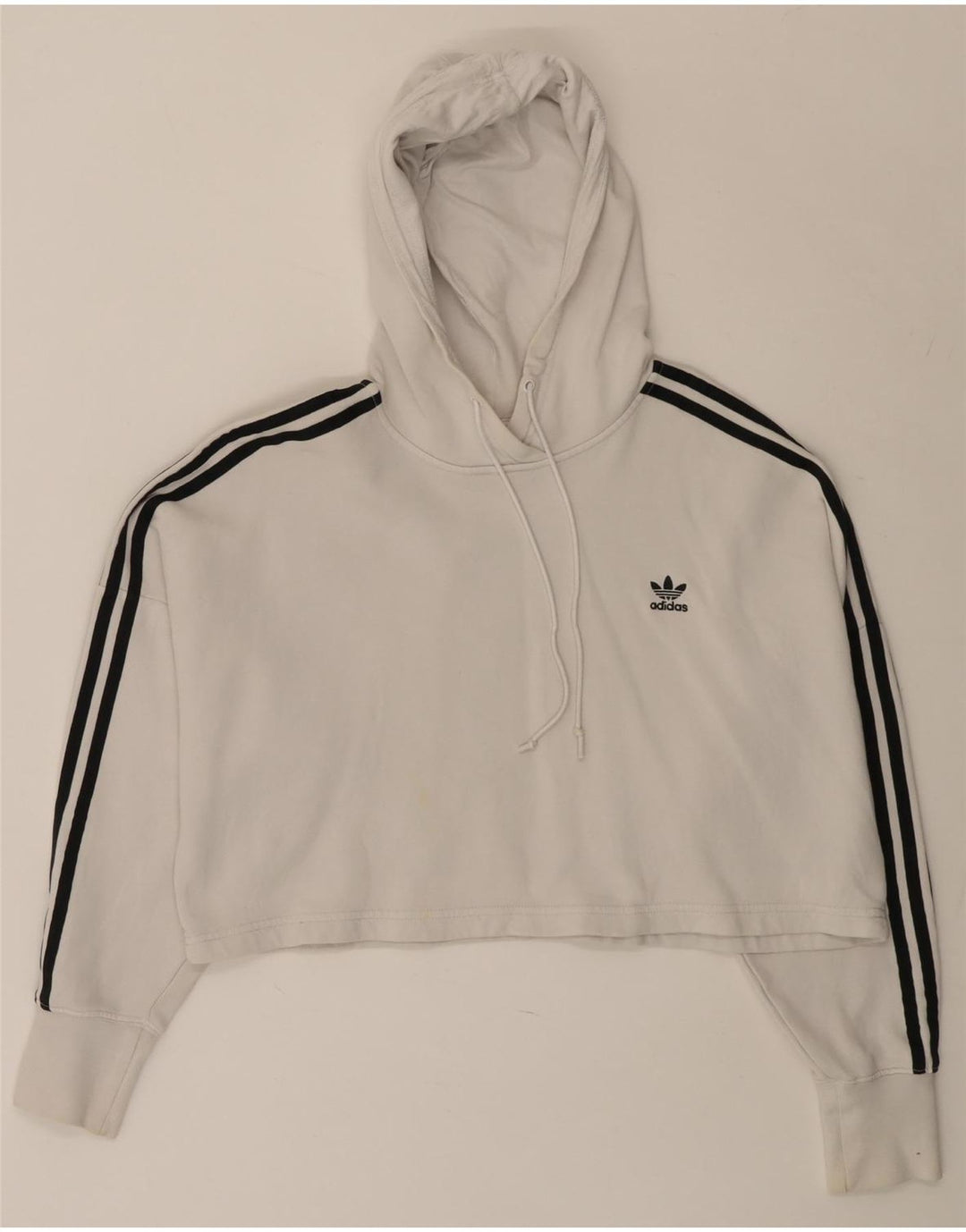 Damski sweter oversize z kapturem ADIDAS, UK 8, mały, biały, bawełniany