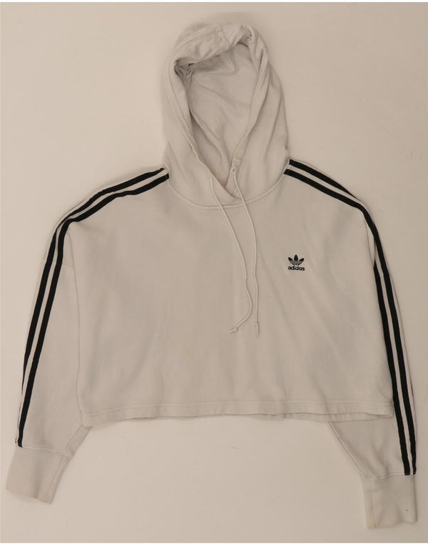 Damski sweter oversize z kapturem ADIDAS, UK 8, mały, biały, bawełniany