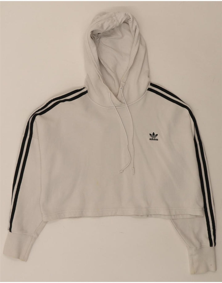Damski sweter oversize z kapturem ADIDAS, UK 8, mały, biały, bawełniany