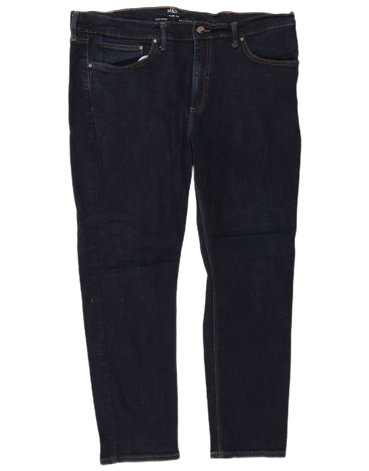 Marks & Spencer Męskie jeansy slim W38 L29 Granatowe, bawełniane