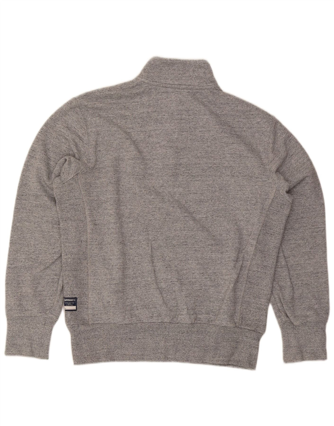 Męski sweter z zamkiem błyskawicznym Superdry, średnioszary, bawełniany w cętki