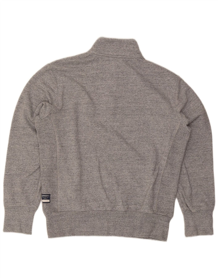 Męski sweter z zamkiem błyskawicznym Superdry, średnioszary, bawełniany w cętki