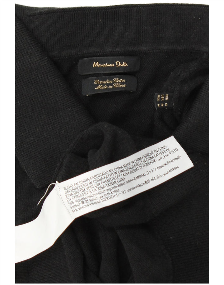 Męski sweter polo Massimo Dutti, średniej wielkości, czarny, bawełniany