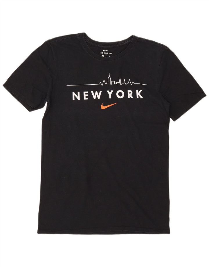 Męski T-shirt NIKE o sportowym kroju z grafiką, mały, czarny