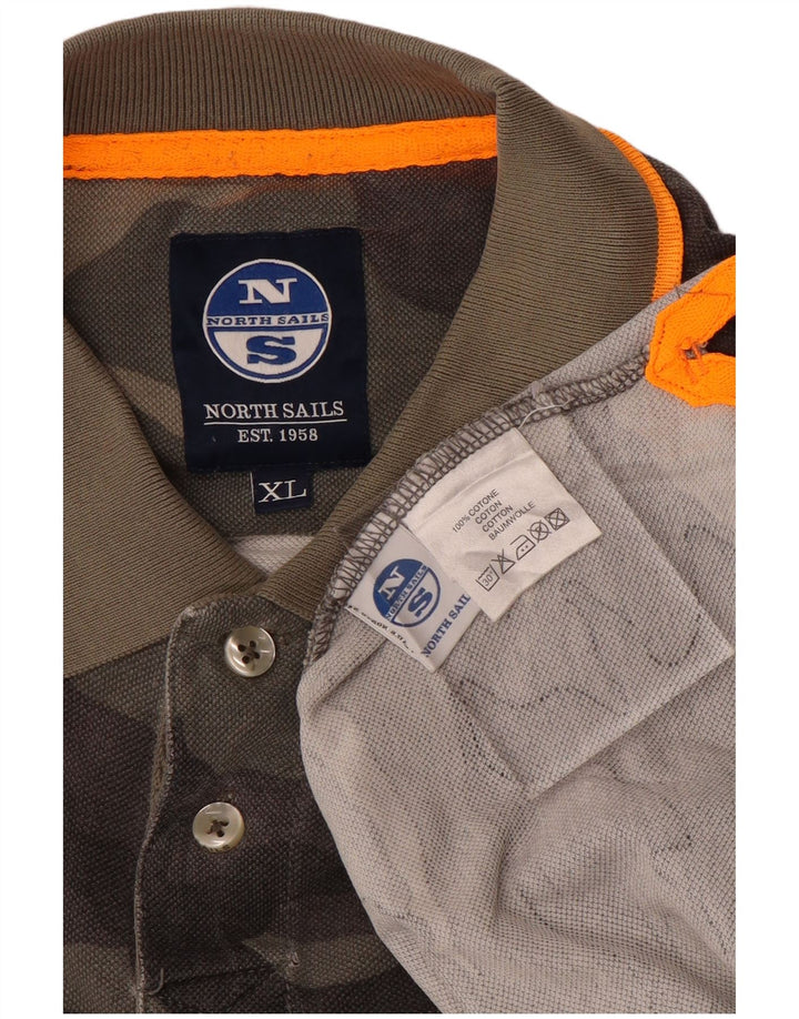 Męska koszulka polo North Sails XL, szara, bawełniana w kamuflażu