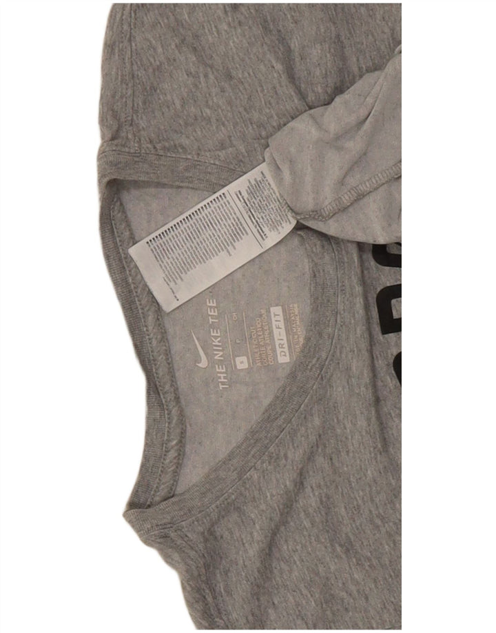 Męski T-shirt z grafiką Nike Dri Fit, mały, szary, bawełniany