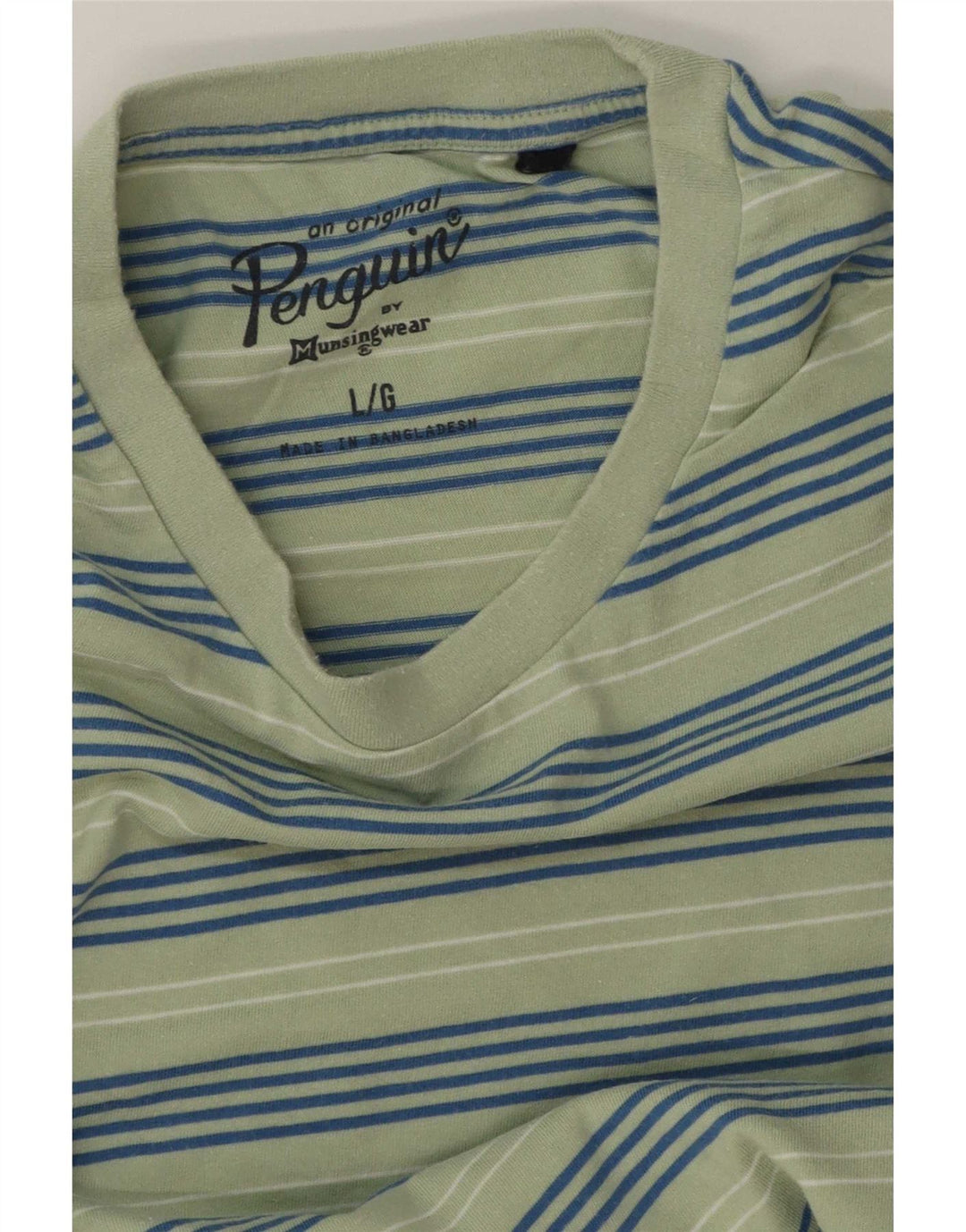 Męski T-shirt Penguin, duży, w zielone paski