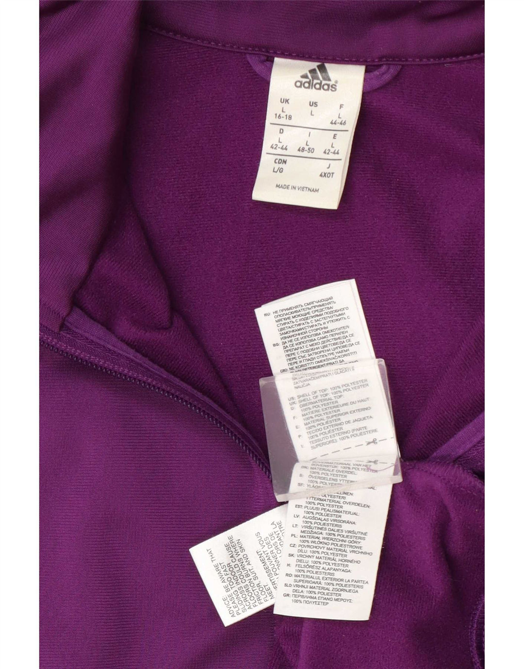 Damska kurtka dresowa Adidas UK 16/18, duża, fioletowa, poliestrowa