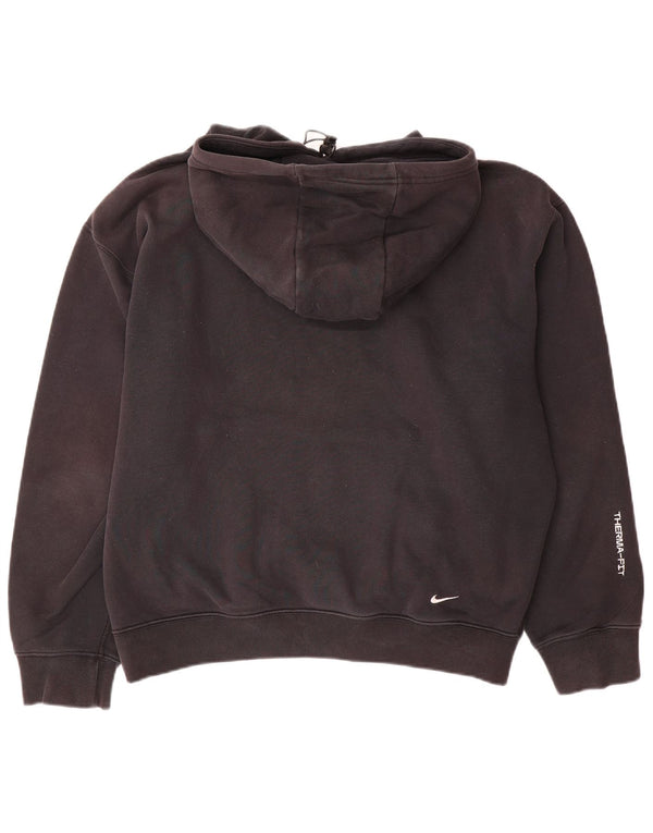 Męska bluza z kapturem Adidas Therma-Fit o luźnym kroju, średnia czarna bawełniana