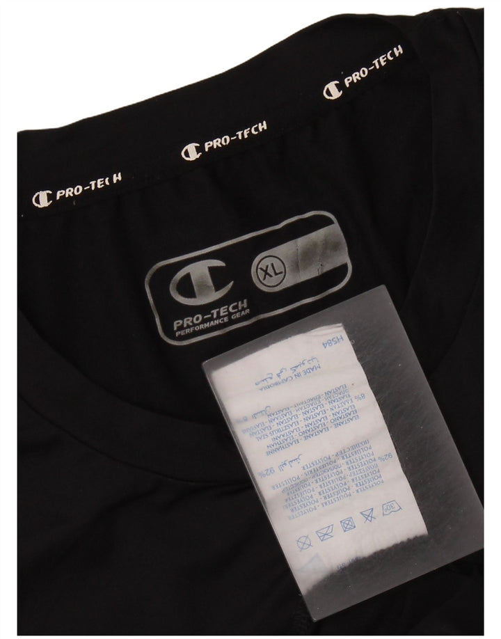 Męska koszulka z grafiką CHAMPION Top XL, czarny poliester