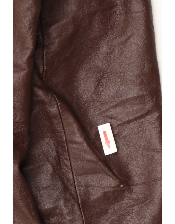 Vintage męski płaszcz skórzany z podwójnymi piersiami UK 36 Small Burgundy
