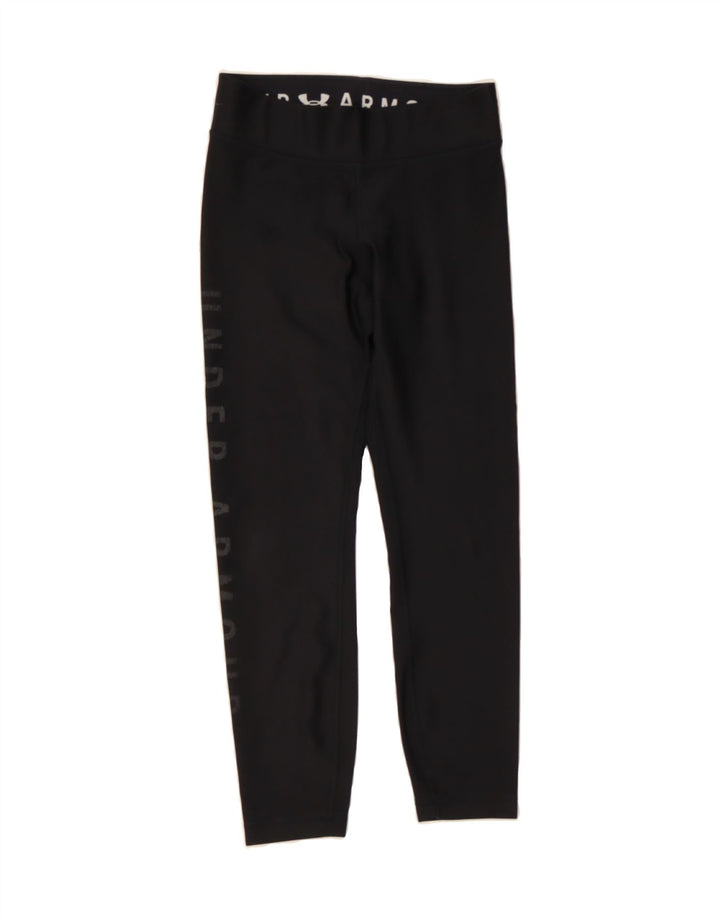 UNDER ARMOUR Womens Crop Graphic Leggings UK 10 Small  Black Polyester Vintage Under Armour and Second-Hand Under Armour from Messina Hembry 