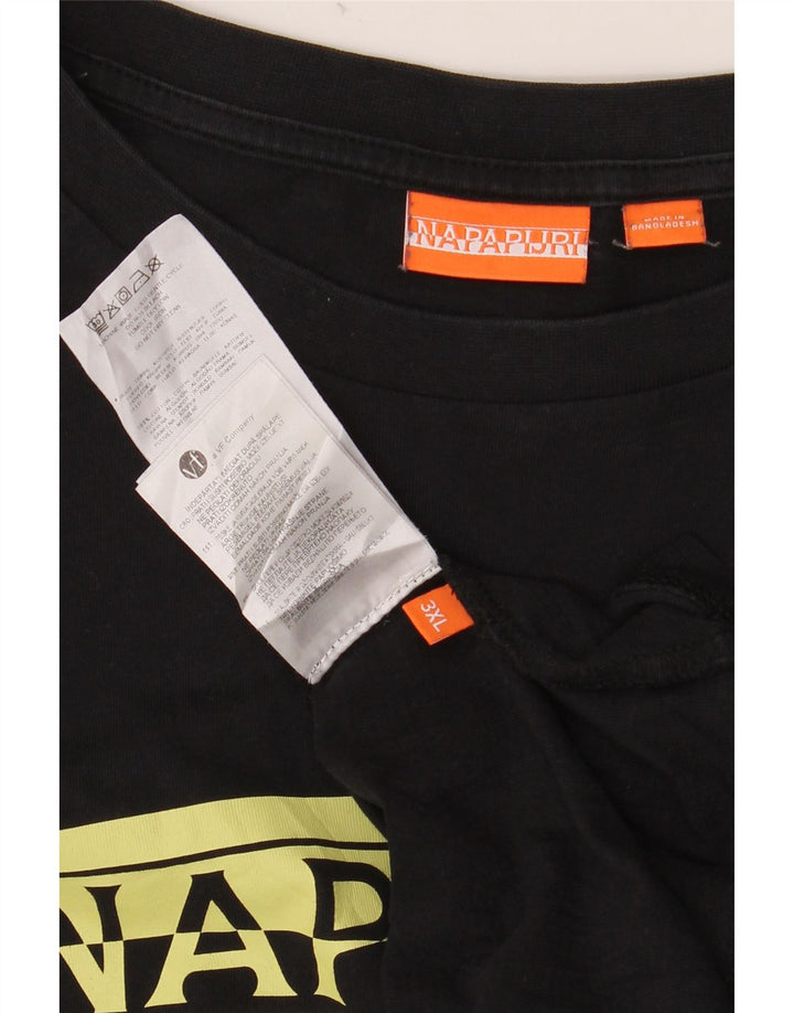 Męski top graficzny NAPAPIJRI z długim rękawem 3XL, czarny, bawełniany