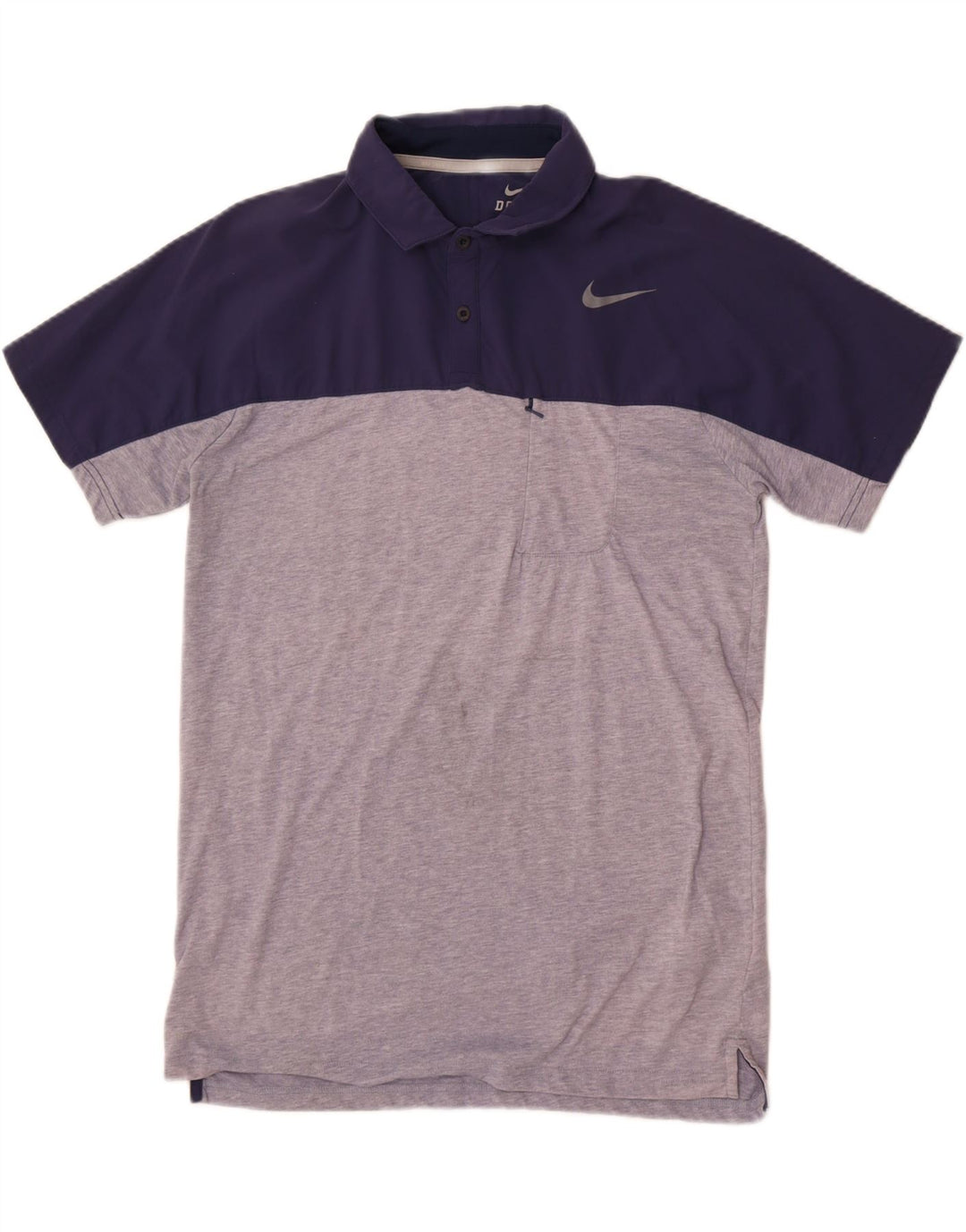 Męska koszulka polo Nike Dri Fit, duża, szara, nylonowa z blokami kolorów