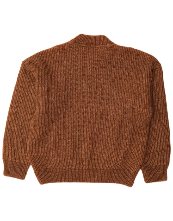 Ivy Oxford Męski sweter zapinany na guziki, duży, brązowy, wełniany