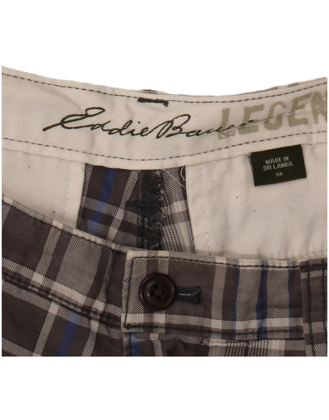Męskie spodenki chino EDDIE BAUER W34 w dużą szarą kratkę