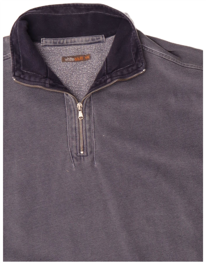 WHITE STUFF Męski sweter zapinany na zamek, 2XL, granatowy, bawełniany