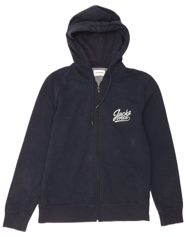 Męski sweter z kapturem i zamkiem błyskawicznym Jack & Jones, średni granatowy, bawełniany