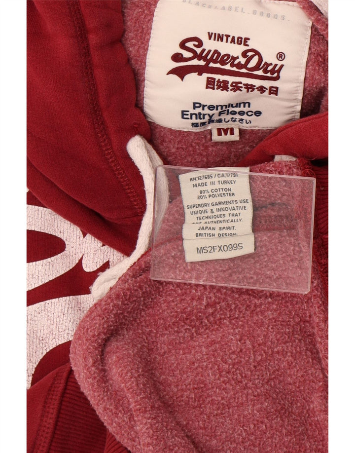 Męski sweter z kapturem Superdry z grafiką, średnio czerwony, bawełniany