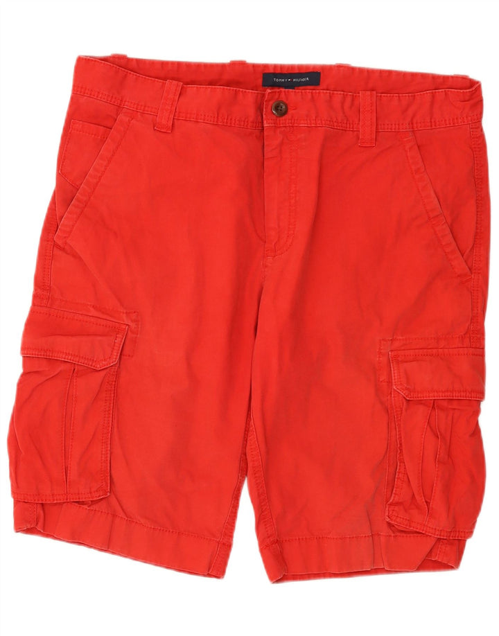 Męskie spodenki cargo TOMMY HILFIGER W36, duże, czerwone, bawełniane