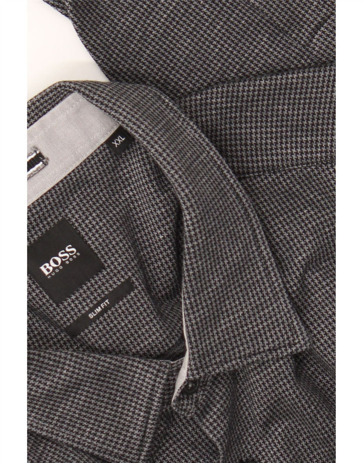 Męska koszula slim fit Hugo Boss 2XL w czarną pepitkę