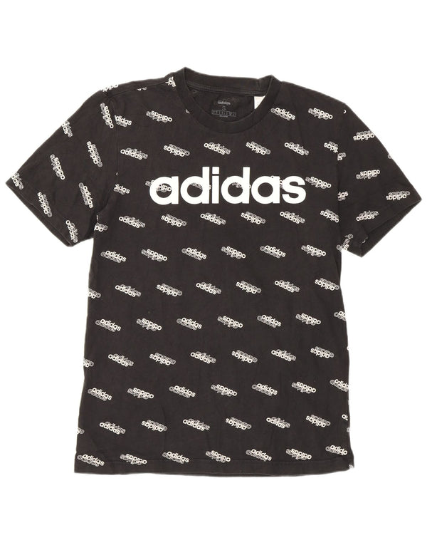 Damska koszulka z grafiką Adidas Top UK 10, mała, czarna bawełna