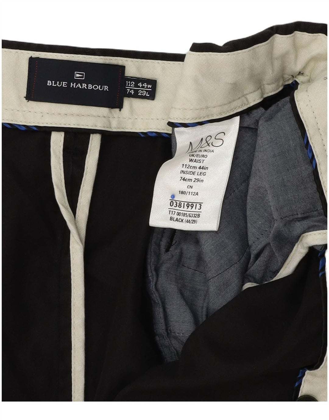 Męskie spodnie chino Marks & Spencer Blue Harbor o regularnym kroju W44 L29 czarne