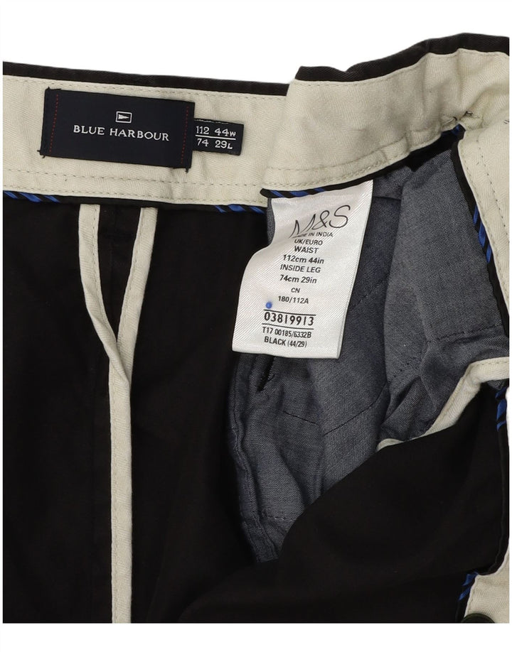 Męskie spodnie chino Marks & Spencer Blue Harbor o regularnym kroju W44 L29 czarne