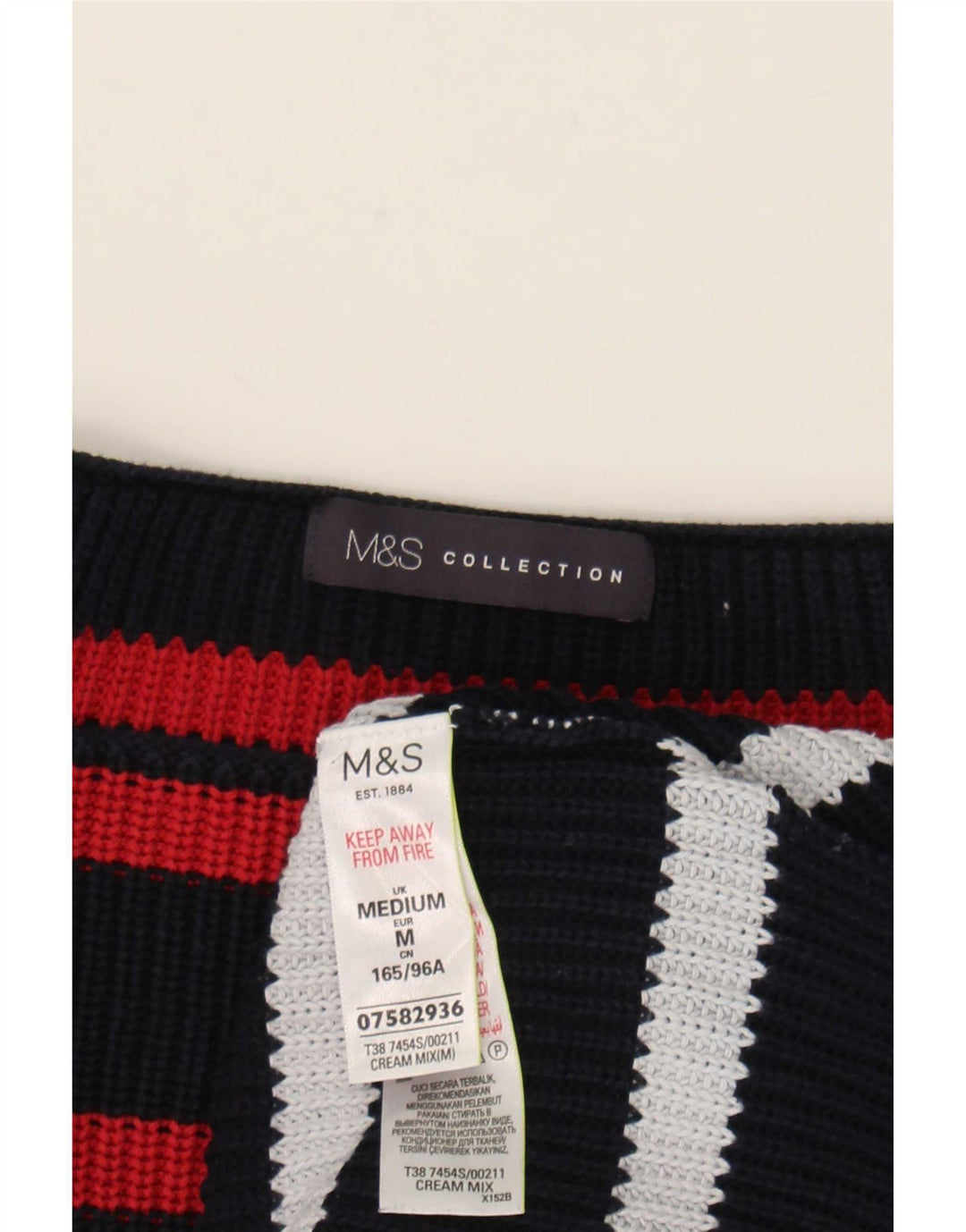 Marks & Spencer Damski sweter z dekoltem w łódkę, UK 14, średni, wielokolorowy
