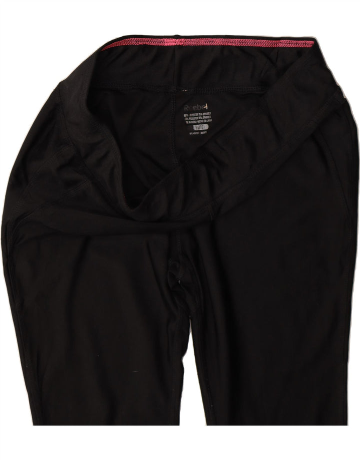 REEBOK Girls Graphic Leggings 15-16 Years  Black Polyester Vintage Reebok and Second-Hand Reebok from Messina Hembry 