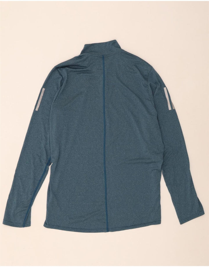 Adidas Męskie Climalite Zip Neck Top z długim rękawem, duży niebieski poliester