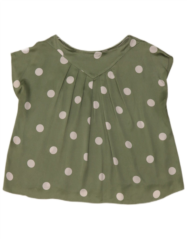 Damska bluzka oversize Zara Top UK 10, mała, zielona, poliester w kropki