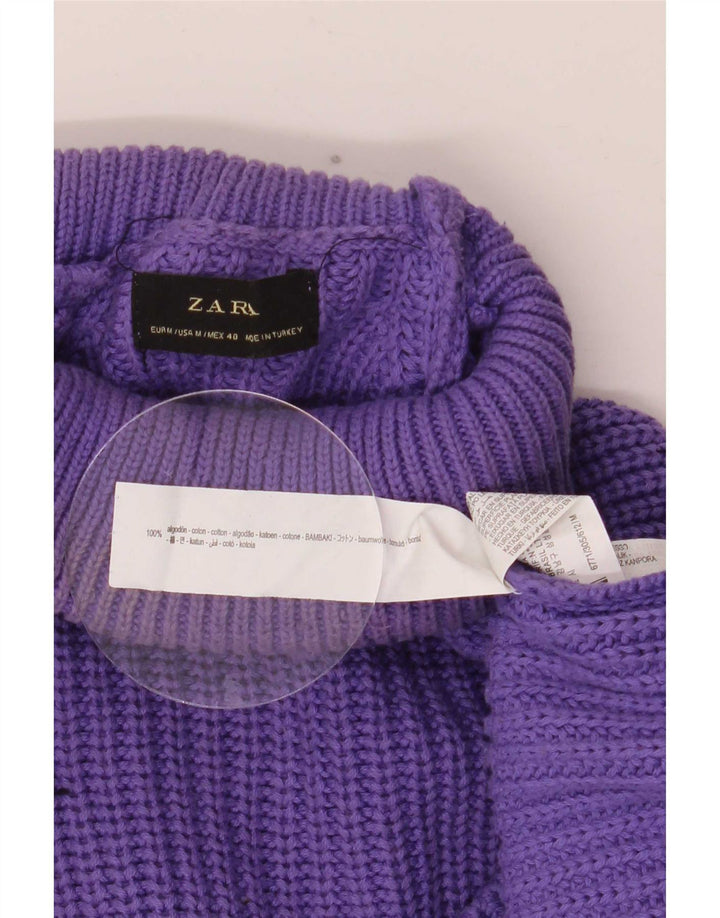 Męski sweter Zara z golfem, średni fiolet, bawełna