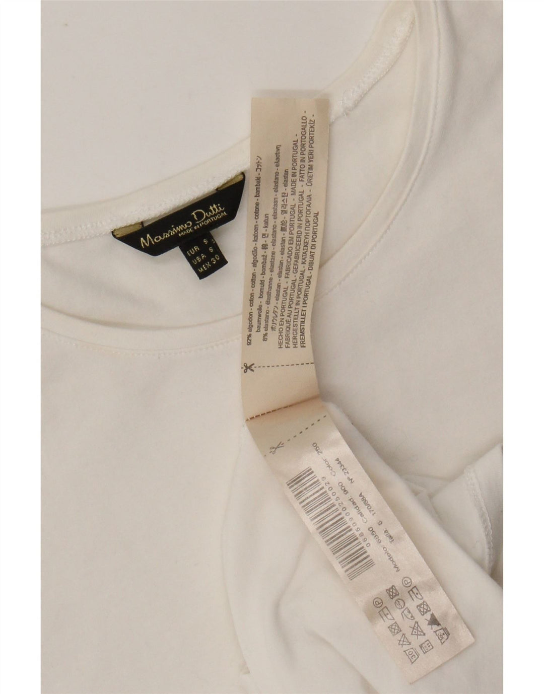 T-shirt damski MASSIMO DUTTI Top UK 8 Small, biały, bawełniany