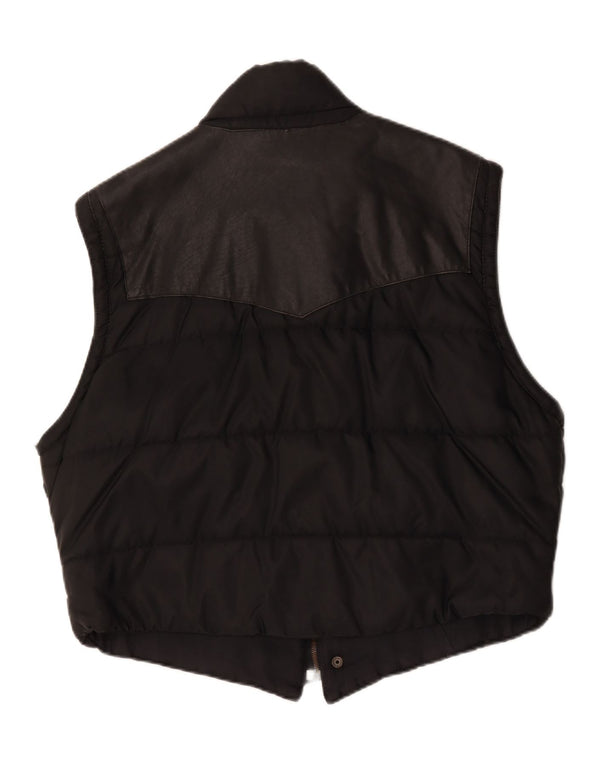 Vintage męska skórzana kamizelka UK 42 XL czarna skóra