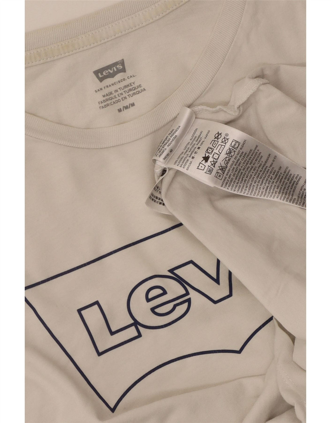 Męska koszulka z grafiką Levi's, średnia, biała bawełna