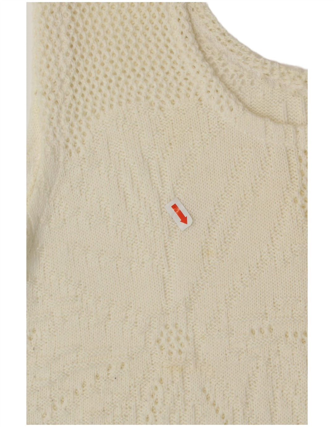 Vintage damski podkoszulek z krótką kamizelką UK 16, duży, w kolorze złamanej bieli, w kwiaty