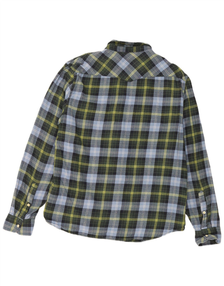 Męska koszula flanelowa Lee Slim Fit XL w niebieską kratkę, bawełniana